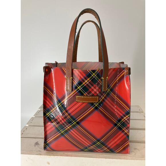 Dooney & Bourke Handbags - DOONEY & BOURKE RED TARTAN ACRYLIC MINI HANDBAG TOTE PURSE